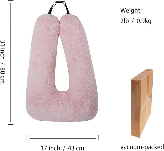 Pink Soft Cotton Travel Neck Pillow -Ergonomic Support for Child and Adult Car Seats, Cozy Compact Pillow for Long-Distance Travel Essentials