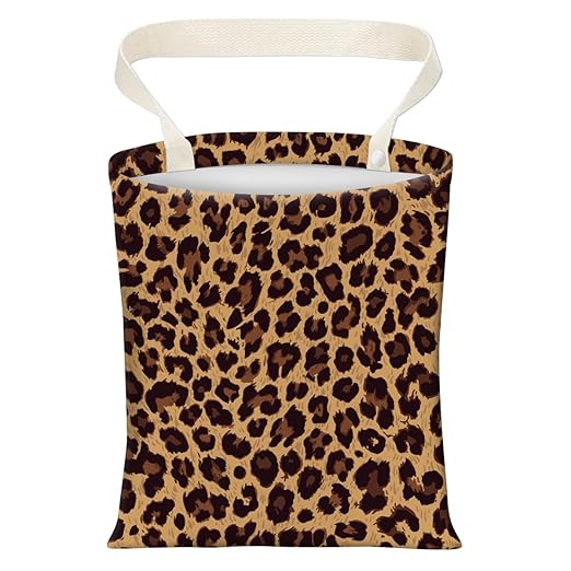 Cute Car Trash Can, Hanging Canvas Car Back Seat Organizer and Storage Bag, Funny Car Trash Bag For Travelling, Outdoor Cute Brown Leopard