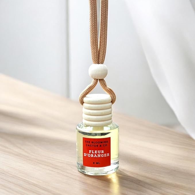 Car Air Hanging Fragrance Oil 2 Pack, Auto Freshener, Essential Oil Diffuser for Cars, Long Lasting Aroma Women Gift, Made in USA, Odors Eliminator, Interior Decor | FLEUR D'ORANGER - 8 ML