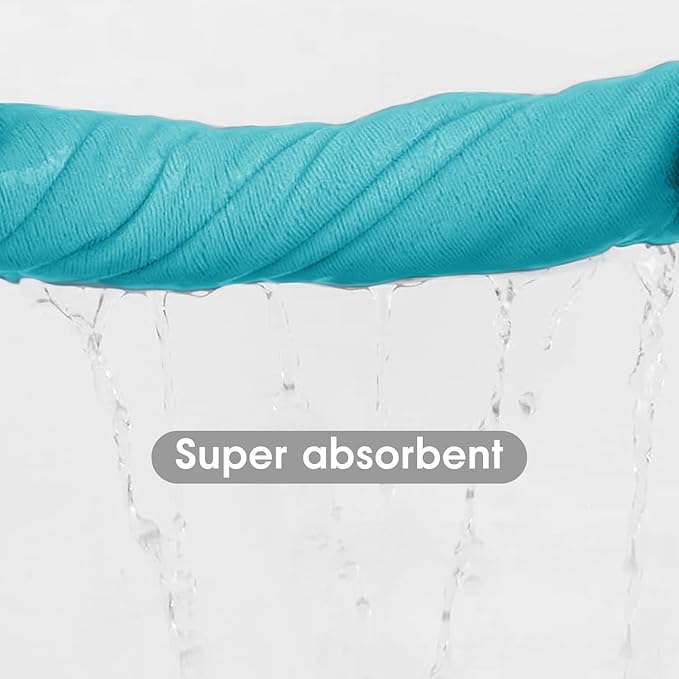 JML Towels, Large Microfiber Bath Towels Set, Pack of 4, 27" x 55", Soft, Super Absorbent, Fast Drying for Swimming, Pool, Fitness, Sport, Yoga - Sky Blue