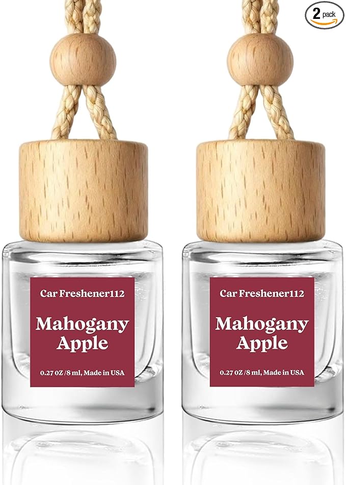 HoogaLife Car Air Freshener Diffuser 2 Pack Hanging Air Freshener Diffuser - Mahogany Apple Fragrance Oil Air D iffuser for Car, 45+ Days Long Lasting Fragrance Made in USA （MA112）