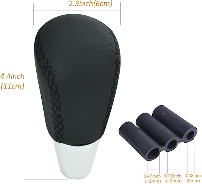 Arenbel Car Leather Gear Shifter Knob Stick Shift Lever Grip Speed Handle Auto Accessories Replacement Fit Most Automatic Manual Vehicles, Black