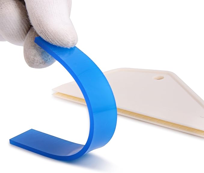 FOSHIO 4Pack White Auto Home Kitchen Bathroom Shower Squeegee Hand Squeegee Window Wiper Mirror Wiper with Blue Silicone Water Blades