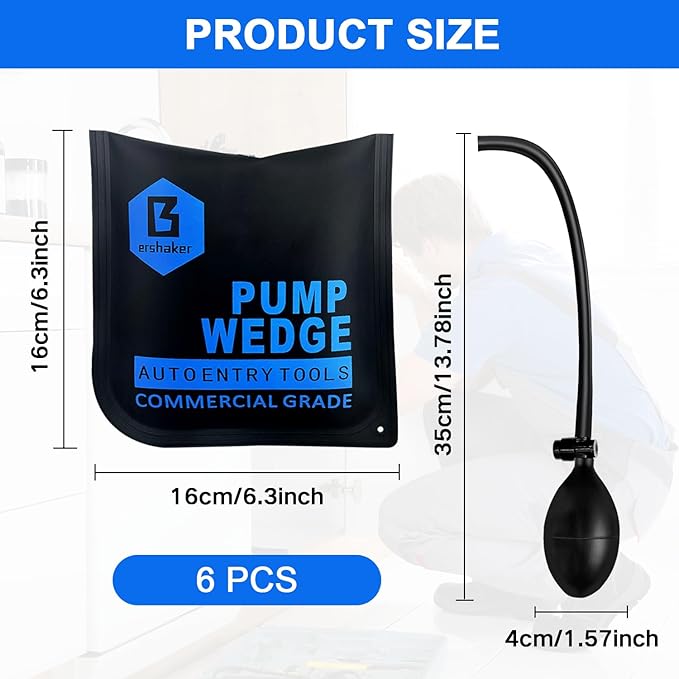 Air Wedge Bag Pump, Strong Commercial Grade Air Wedge Bag Pump Professional Leveling Kit & Alignment Tool Bag in the Popular Medium Size (6 Pack)