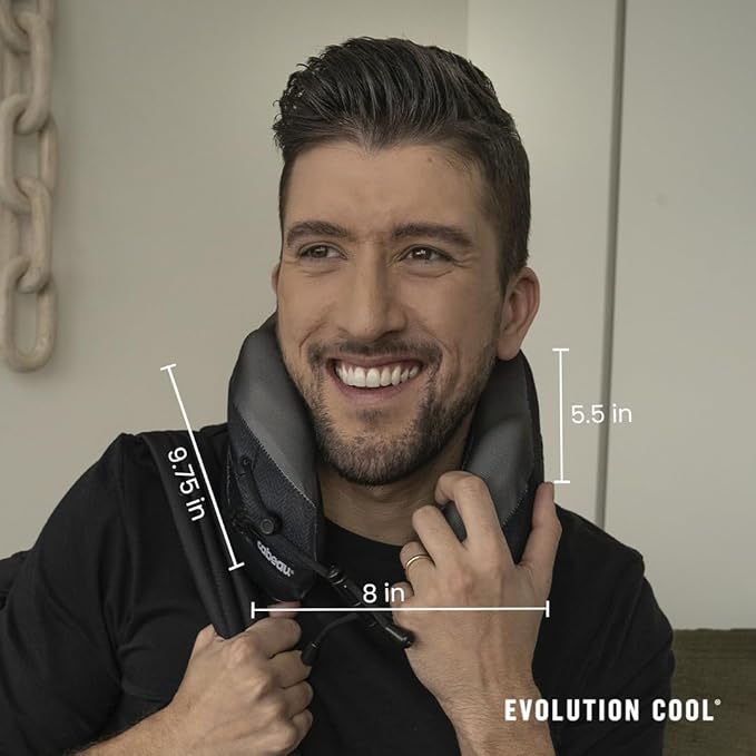 Cabeau Long Haul Flight Cooling Travel Neck Pillow – Evolution Cool – Supportive Memory Foam with Airflow Vents – Compact with Carrying Case (Black)