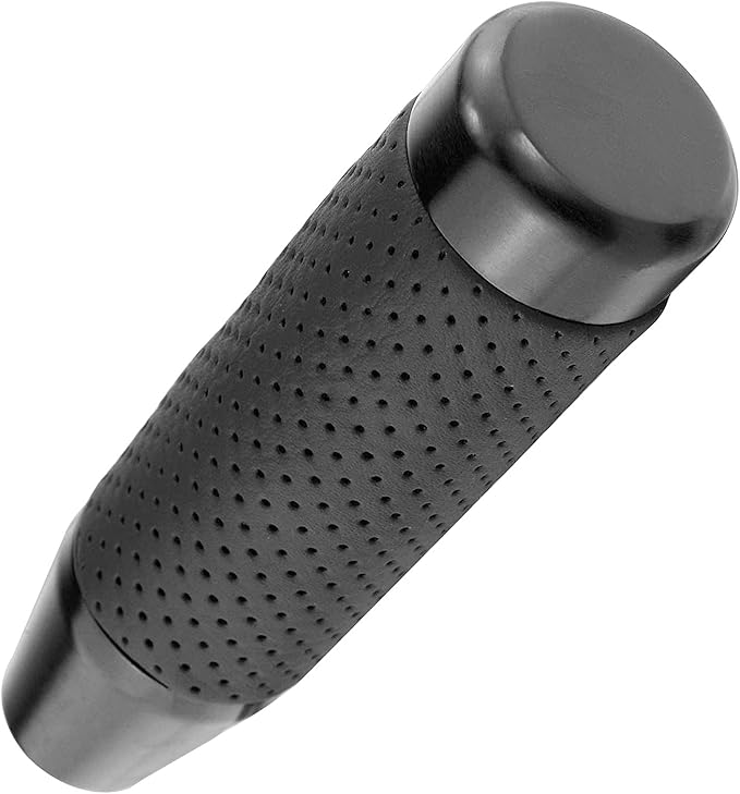 Lunsom Weighted Shifter Knob, Leather Aluminum Alloy Long Shift Stick Handle Shifting Lever Head Fit for Most Manual Transmission Vehicle (Black)