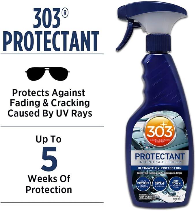 303 Products Automotive Protectant Spray - Helps Prevent Fading & Cracking, Repels Dust, Lint & Staining, Superior UV Protection & Restores Lost Color, Exterior & Interior Car Cleaning Supplies 16oz
