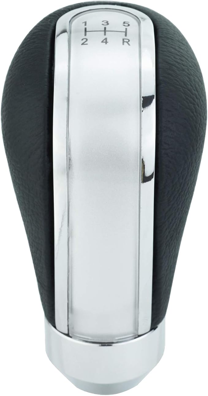 Lunsom Leather Gear Stick Knob, 5 Speed Shifting Lever Gear Knob Type R Shifter Handle Head Fit Most Transmission Manual Vehicle (Black)