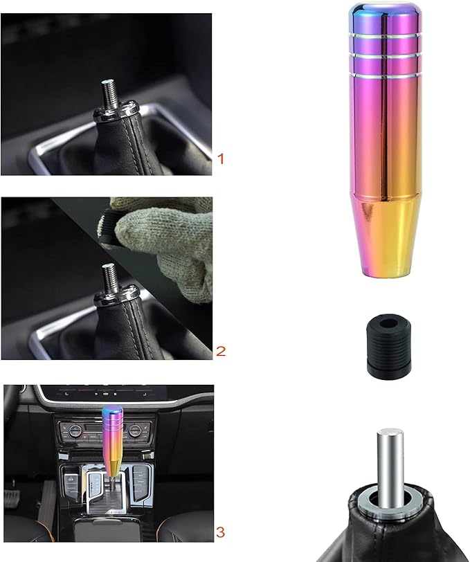 Lunsom 5" Aluminum Gear Lever Shifter Knob Long Alloy Shift Stick Handle Car Automatic Shifting Head Fit Most Manual Transmission Vehicles (Multicolor)