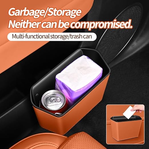 Car Trash Can Storage Pockets - 100% Leak-Proof Organizer,Car Seat Back and Door Hanging Storage,Two Levels Above and Below (orange1)
