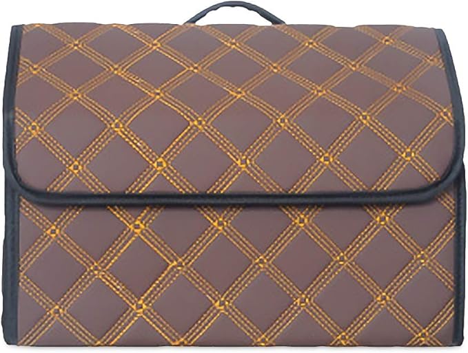 Ergocar Car Trunk Organizer Luxury Foldable Car Boot Tidy Storage Box Waterproof PU Car Boot Storage Organiser for Car/SUV/Truck/Auto (Upgrade Mocha-M)