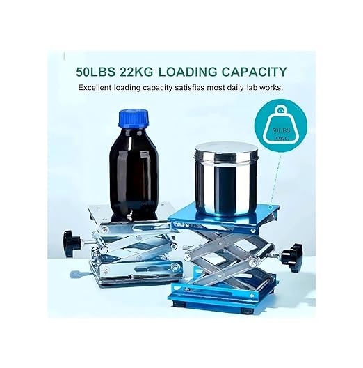 10inch x10inch Lab Jack Stand Platform, Anodized Aluminum Top Deck Laboratory Support Jack Platform Lab Lift Stand Table Scissor Jack with 22KG Support Weight