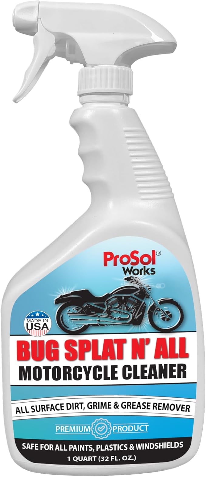Bug Splat N' All Motorcycle Cleaner 32 fl oz - Motorcycle Cleaning Spray for Engine, Seat, Dash, & Wheel Cleaner - Effective on Oil, Dirt, Grease, Road Grime & More - Safe on All Surfaces