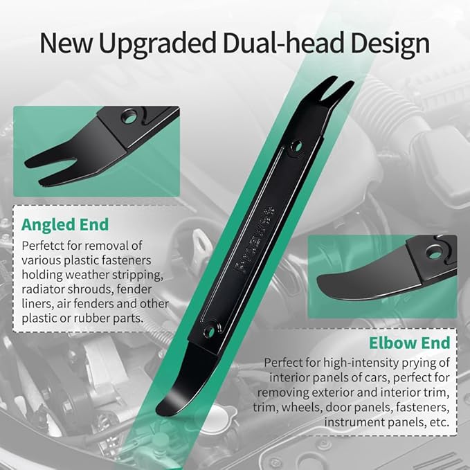 4140 Steel Durable Pay Bar,Multi-Function Trim Removal Tool for Compact Panel,Auto Trim Interior,Sheet Metal,Fasteners,Also for Bumper Retainer Clips-1PCS Black