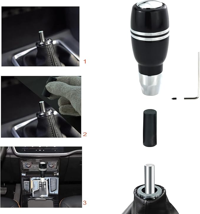 Lunsom Weighted Shifter, Aluminum Alloy Long Shift Knob Stick Handle Shifting Lever Head Gear Knob Fit for Most Manual Transmission Vehicles (Black)