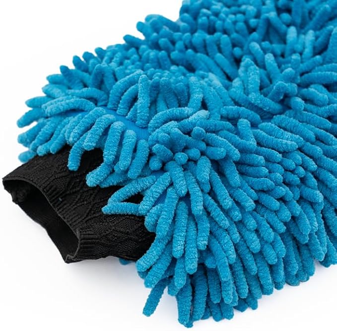 The Rag Company - Premium Chenille Microfiber Knobby Wash Mitts - Perfect for Car Washing and Detailing; Scratch-Free, Lint-Free, Double-Sided, Plush, and Absorbent; Blue (2-Pack)