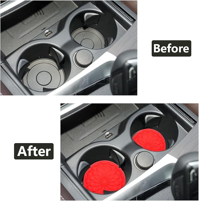 Car Cup Coaster, Universal Automotive Waterproof Non-Slip Cup Holders Sift-Proof Spill Holder Car Interior Accessories 4 Pack Red