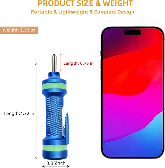 2-in-1 Window Breaker Seatbelt Cutter, Car Window Breaker Tool, Metal Glass Breaker - Extended Tungsten Steel Hammer Tip, Can Shatter Tempered & Laminated Glass (Blue, 1 PCS)