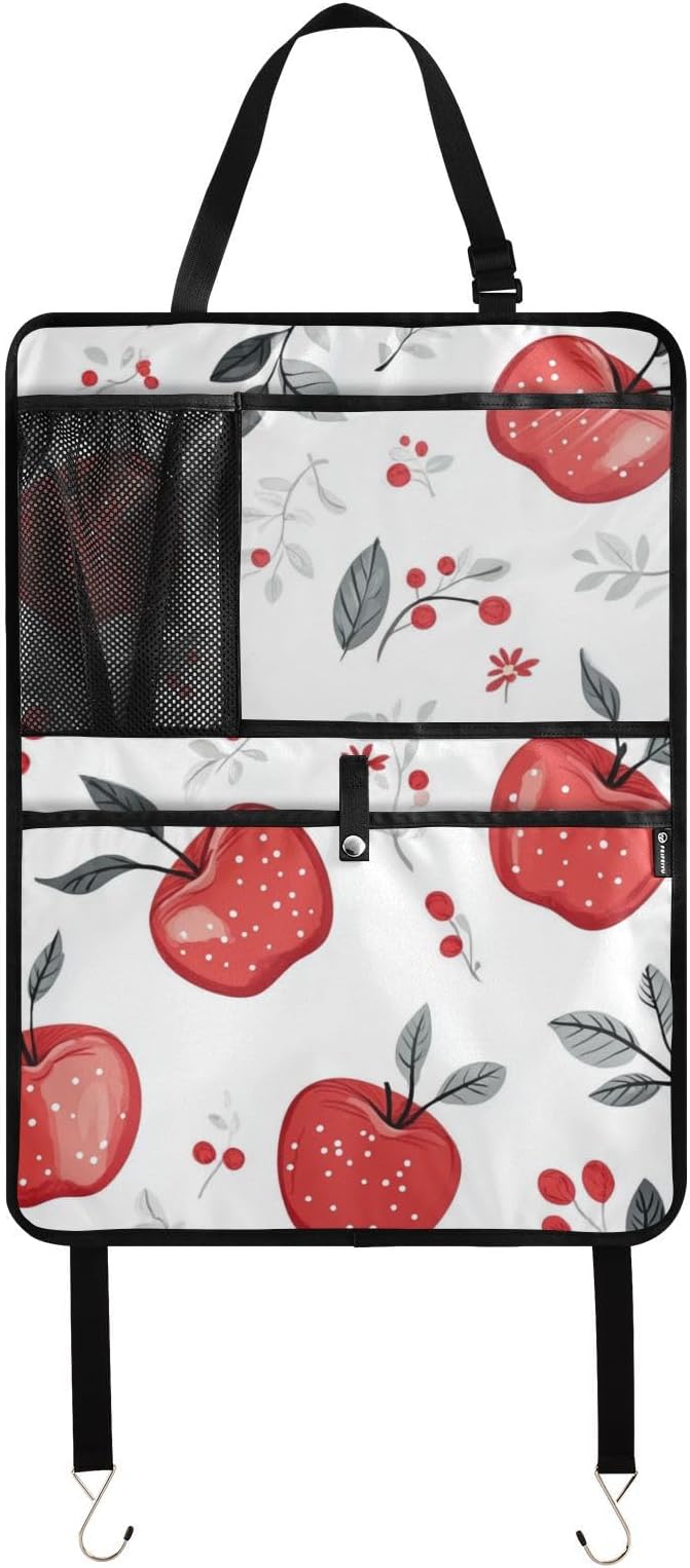 Red Apples 1 Pack Backseat Car Organizer with Storage Pockets Seat Back Organizers for Kids Kick Mats Backseat Protector Automotive