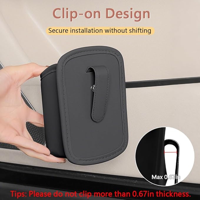 LECART 2 PCS Large Cup Holder for Car Door, Clip On Bottle Holder with Scratch Resistant Leather, Universal Fit Storage Organizer Accessories for Back Seat, Water Cup, Big Drinks, Beverages, Black