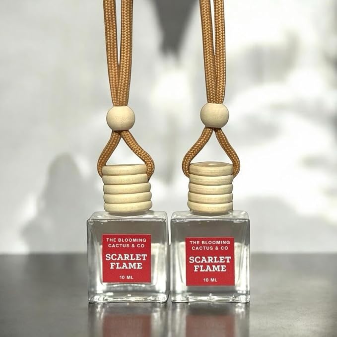 Automobile Diffuser, Long Lasting Car Air Freshener 2 Pack, Hanging Fresh Aroma Diffuser, Natural Essential Oil Fragrance for Removing Odors, Auto Interior Decor, Made in USA | SCARLET FLAME - 10 ML