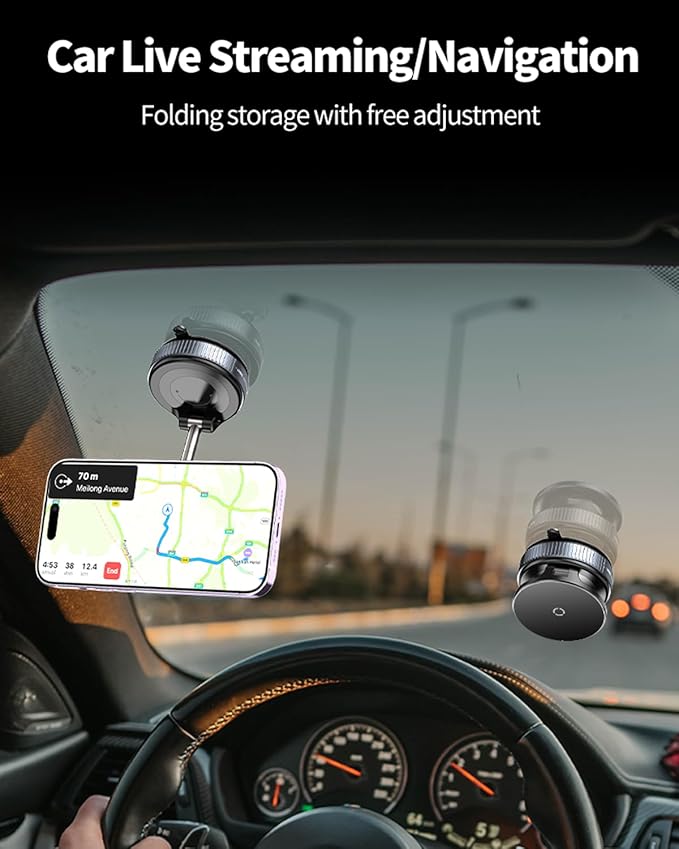 Spinning Vacuum Magnetic Phone Holder 15W Fast Wireless Charger for All Smartphones & All Car Models Holds Like Glue on Bumpy Roads! FCC Certified car Phone Mount Magnetic