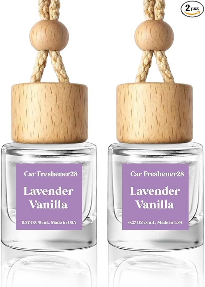 HoogaLife Car Air Freshener Diffuser 2 Pack Hanging Air Freshener Diffuser -Lavender Vanilla Fragrance Oil Air D iffuser for Car, 45+ days Long Lasting Fragrance Made in USA C ar Air Fresheners (L28)