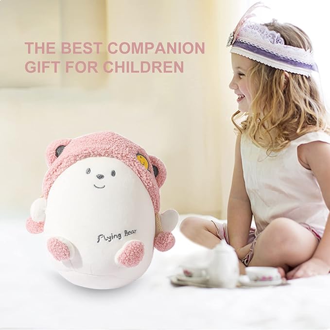 Kids Travel Pillow - 2-in-1 Deformable Kids Neck Pillow for Traveling, Soft U-Shaped Pillow with Adorable Animal Design, Comfy Sleep and Play, Ideal for Airplanes and Cars - Pink Bear