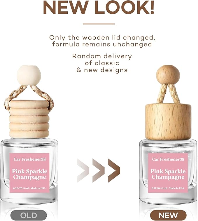 HoogaLife Car Air Freshener Diffuser 2 Pack Hanging Air Freshener Diffuser - Pink Sparkle Champagne Fragrance Oil Air Diffuse r for Car, 45+ Days Long Lasting Fragrance Made in USA (P38)