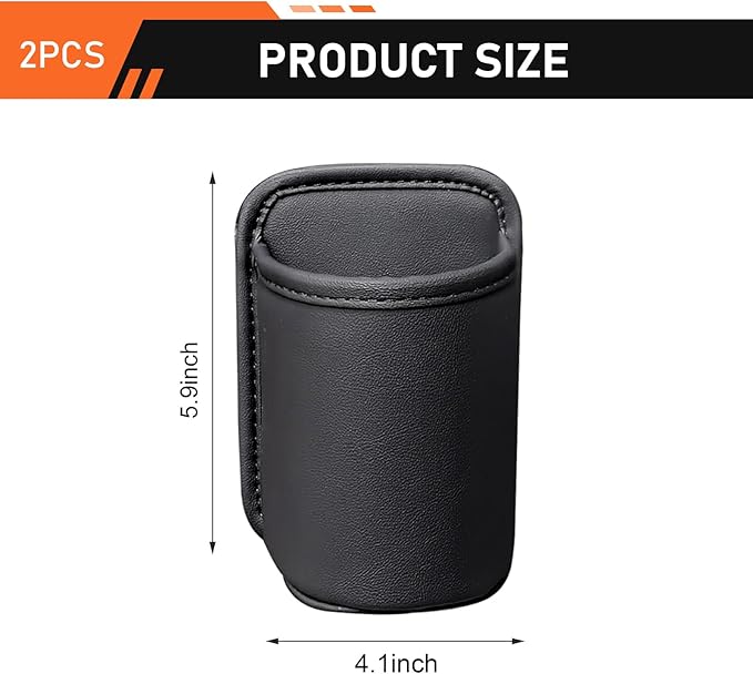 Car Door Cup Holder, Leather Backseat Cup Holder for Car, Multifunctional Clip On Storage Box for Beverage Phones Keys Snacks, Universal Storage Organizer Accessory (Black)