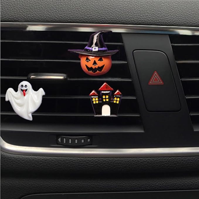 ZOSTLAND Grimace Pumpkin Car Air Vent Clip Decoration,Odd Car Air Fresheners,Terrible Ghost and Moon Automotive Interior Decoration Accessories, Personalized Car Decorations, (5pcs Halloween)