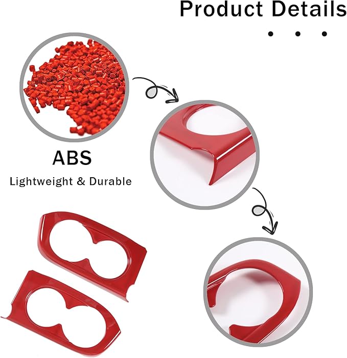 2PCS Car Rear Door Cup Holder Panel Frame Cover for Honda Pilot 2016-2022/ Passport 2019-2023, ABS Material Automotive 2nd Row Seat Cup Holder Cover Interior Accessories (Sport Red)