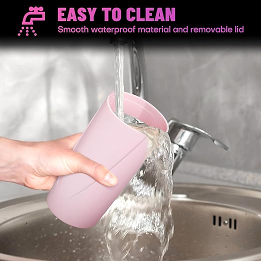 Car Trash Can Bin with Lid - Car Garbage Can Cup Holder - Pink Mini Leakproof Vehicle Garbage Bin with 20pcs Trash Bags - Automobile Organizers and Storage for Front Back Seat Accessories