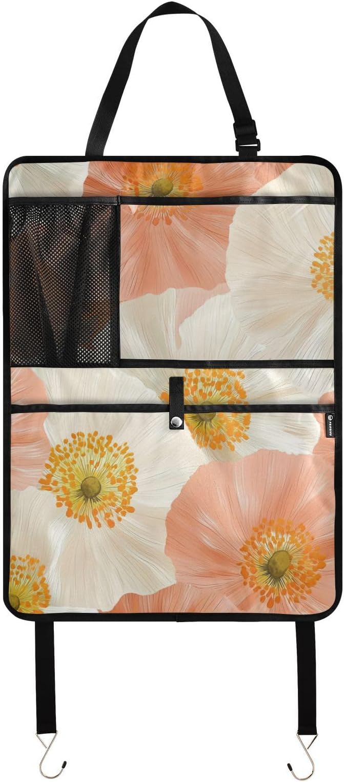 Pop Art Poppy 2 Pack Backseat Car Organizer with Storage Pockets Seat Back Organizers for Kids Kick Mats Backseat Protector Automotive