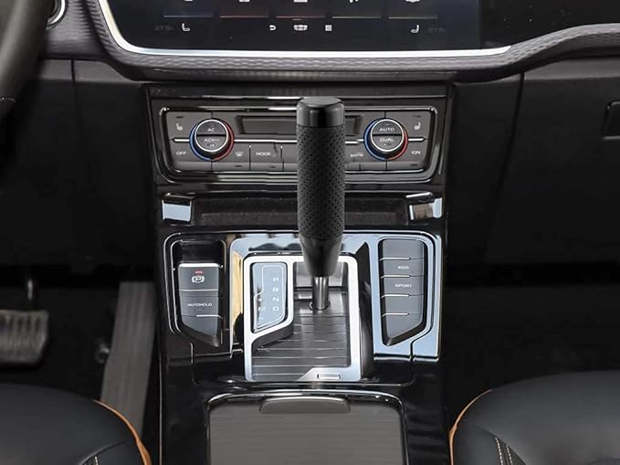 Lunsom Weighted Shifter Knob, Leather Aluminum Alloy Long Shift Stick Handle Shifting Lever Head Fit for Most Manual Transmission Vehicle (Black)