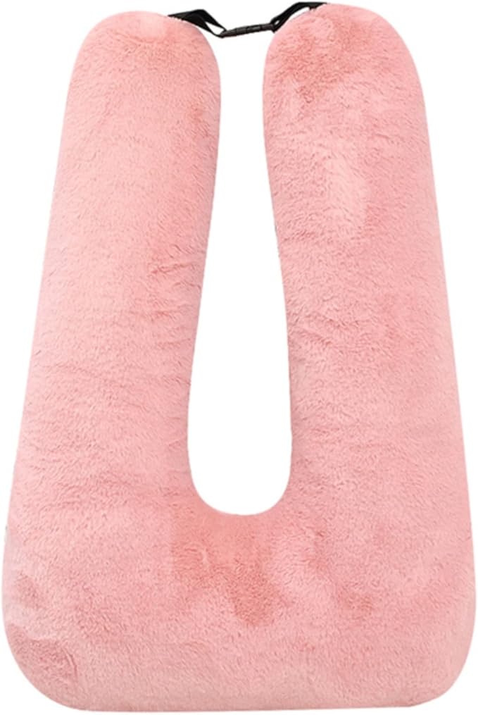 Kids Travel Pillow, Car Pillow with Lining, Neck and Head Support Cushion for Kids and Adults, Perfect for Long Distance Travel, Car Seats, Airplanes, and Road Trips (Pink)