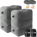 Sunany Inflatable Foot Rest Pillow for Airplane - Kids/Adults - Adjustable Height Cushions, to Sleep While Traveling,Suitable for Office,Home and Any Travel（Dark Grey,2 Pack）