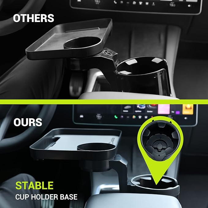 Car Cup Holder Expander Tray with Storage Box 4 in 1 Detachable Food Table Tray Car Console Storage Organizer Road Trip Essentials Accessories Gadgets - Fits Yeti, Hydro Flask 32/40 oz