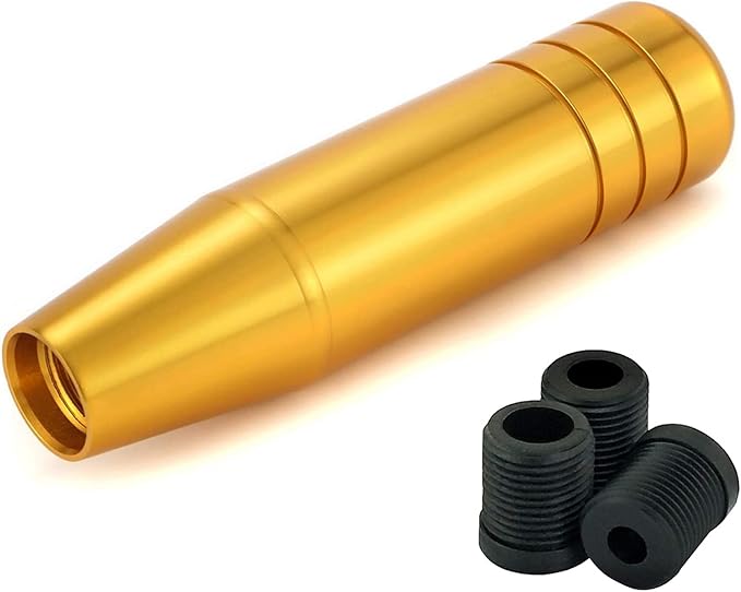 Lunsom 5" Aluminum Gear Lever Shifter Knob Long Alloy Shift Stick Handle Car Automatic Shifting Head Fit Most Manual Transmission Vehicles (Gold)