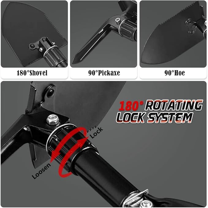 Digging Shovel, 15.35'' Lightweight Camping Shovel Portable High Carbon Steel Folding Mini Trowels for Off Road, Camping, Gardening, Beach, Digging Dirt, Sand, Mud & Snow