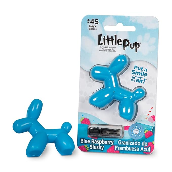Little Pup 96613-6PK Blue Raspberry Slushy Scent Car Air Freshener Clip Provides Long-Lasting Freshness in a Compact Design, Fights Odors for up to 45 Days, Cute Car Odor Eliminator, Pack of 6