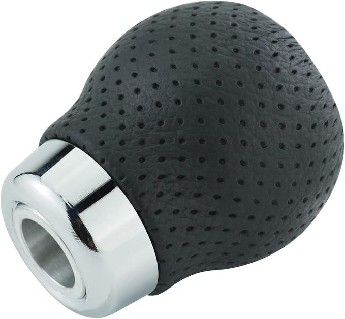 Lunsom Leather Stick Gear Knob 5 Speed Shifter Knobs Alloy Car Shifting Lever Head Fit Manual Automatic Transmission Vehicle(Black)