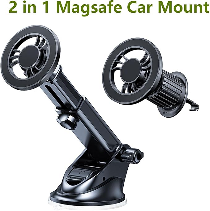 for iPhone Fits MagSafe Car Mount - Magnetic Mag Safe Phone Holder Car Accessories,Dashboard Vent Car Mount for iPhone 16 15 14 13 12 Pro Max Plus,Samsung Galaxy Moto,Gifts for Men Women (Black)