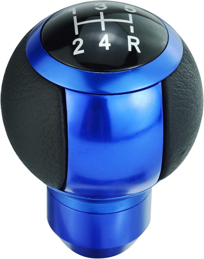 Lunsom Car Shifter Knob 5 Speed Gear Stick Head, Leather Ball Gear Shifting Knob Short Shift Lever Handle Head Fit Most Manual Transmission (Blue)