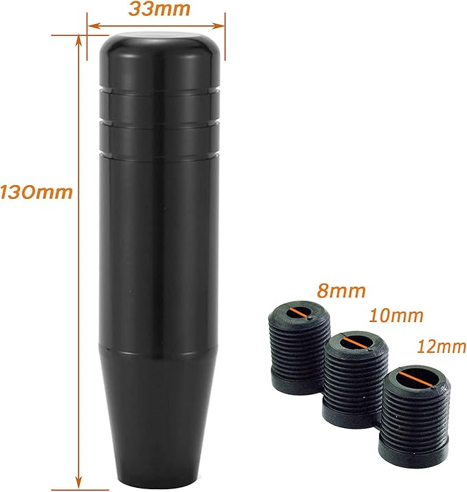 Lunsom 5" Aluminum Gear Lever Shifter Knob Long Alloy Shift Stick Handle Car Automatic Shifting Head Fit Most Manual Transmission Vehicles (Black)
