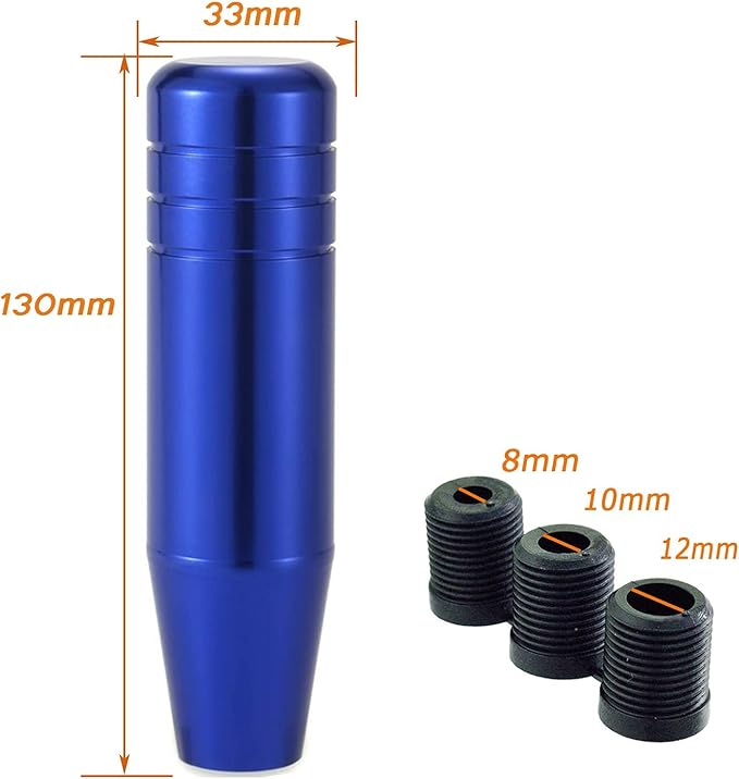 Lunsom 5" Aluminum Gear Lever Shifter Knob Long Alloy Shift Stick Handle Car Automatic Shifting Head Fit Most Manual Transmission Vehicles (Blue)