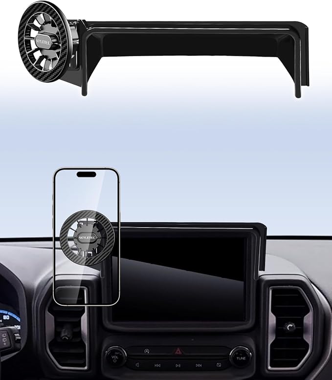 Car Phone Holder for Ford Bronco Sport 2021-2024 Accessories Automobile Cradles Magnetic Phone Mount Compatible with MagSafe, Magnets Cell Phone Base(Only FIT 8-INCH, NOT FIT 2025, NOT FIT Bronco)