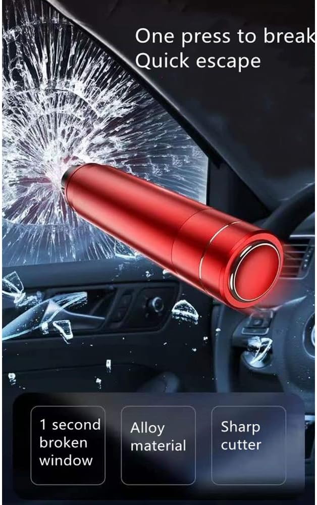 HHXS Car Safety Hammer Emergency Escape Tool One Second Window Breaker Seatbelt Cutter Car Glass Breaker Life-Saving Emergency Artifact-(Black)