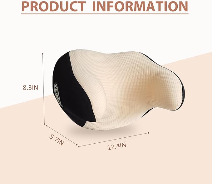 Really Helpful Car Headrest Pillow, Car Neck Pillow for Sleeping with Adjustable Strap, 100% Memory Foam & Breathable Removable Cover, Ergonomic Design - Softness Travel Car Pillow(Beige, 1PC)