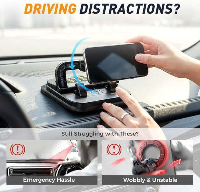 Car Phone Holder 360 Degree Rotation, 2026 New Dashboard Phone Mount, Multifunctional Suction Cup Phones Stand, Adjustable Car Bracket for Navigation in Vehicles, Universal Mobile Stand (B)